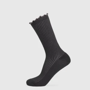 Outlet Gymshark Frill Crew Single Sock Black/BrushedPurple