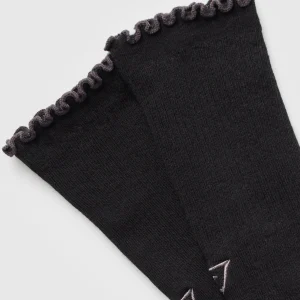 Outlet Gymshark Frill Crew Single Sock Black/BrushedPurple