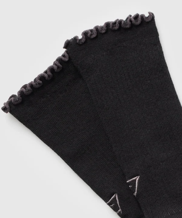 Outlet Gymshark Frill Crew Single Sock Black/BrushedPurple