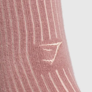 Discount Gymshark Frill Crew Single Sock BrickBrown/MutedPink