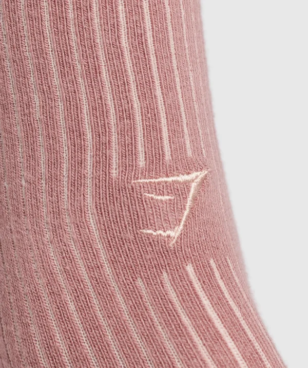 Discount Gymshark Frill Crew Single Sock BrickBrown/MutedPink