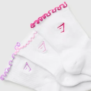 Sale Gymshark Frill Midi Sock 3pk White/SourPink/ActivePurple/WinningPink