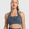 Clearance Gymshark Gains Seamless Bralette TitaniumBlue