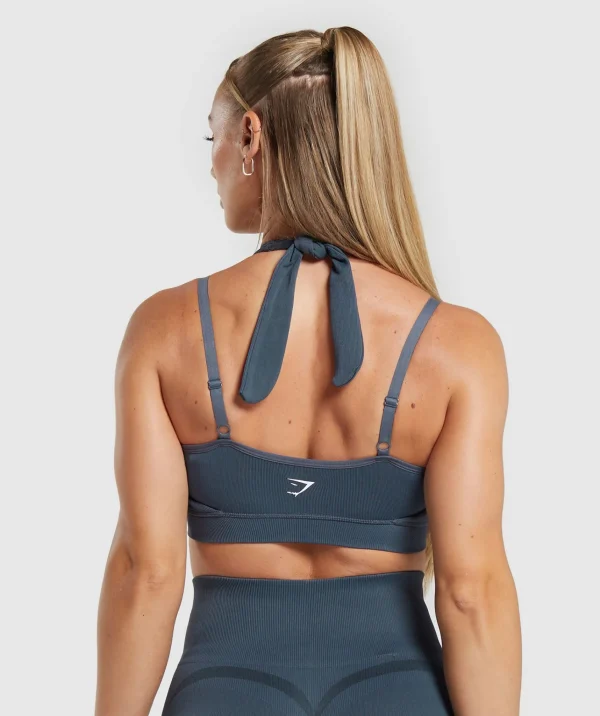 Clearance Gymshark Gains Seamless Bralette TitaniumBlue