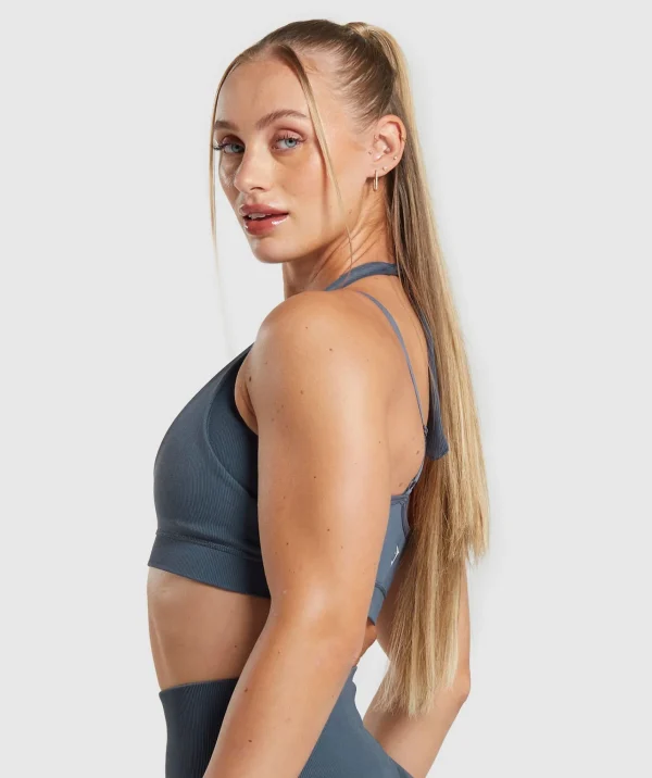 Clearance Gymshark Gains Seamless Bralette TitaniumBlue