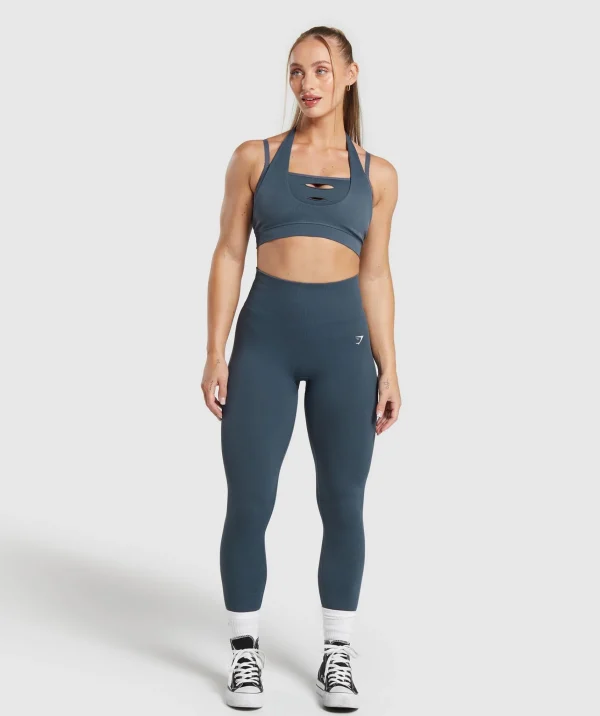 Clearance Gymshark Gains Seamless Bralette TitaniumBlue