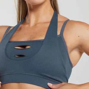 Clearance Gymshark Gains Seamless Bralette TitaniumBlue