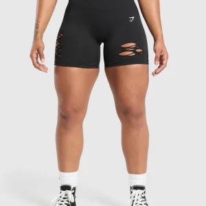 Outlet Gymshark Gains Seamless Distressed Shorts Black