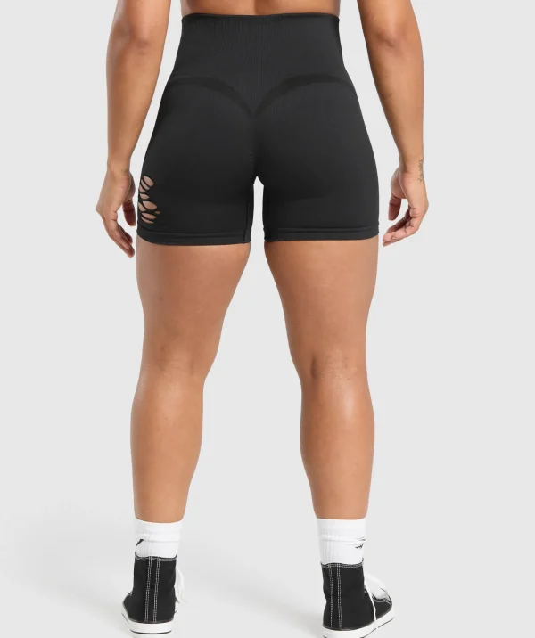 Outlet Gymshark Gains Seamless Distressed Shorts Black