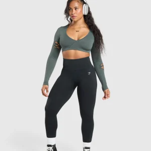 Online Gymshark Gains Seamless Distressed Super Crop Top Teal