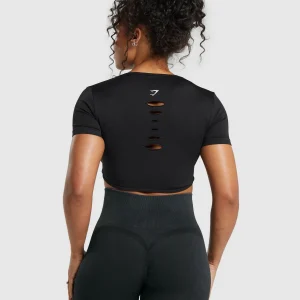 Sale Gymshark Gains Seamless Fitted Crop Top Black