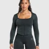 Online Gymshark Gains Seamless Zip Up Black