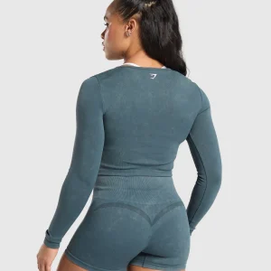 Hot Gymshark Gains Seamless Zip Up TitaniumBlue