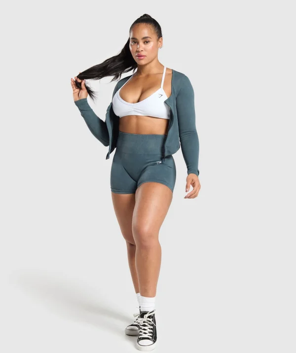 Hot Gymshark Gains Seamless Zip Up TitaniumBlue