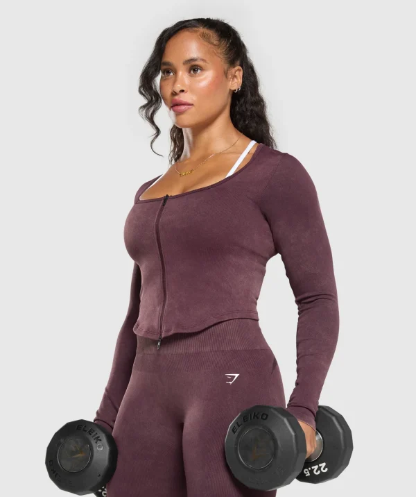 Online Gymshark Gains Seamless Zip Up DepthPurple