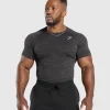 Online Gymshark Geo Animal Seamless T-Shirt OnyxGrey/Black