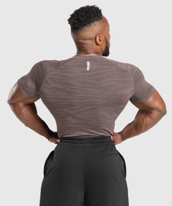 Outlet Gymshark Geo Animal Seamless T-Shirt SteelPurple/Black