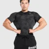 Hot Gymshark Geo Seamless T-Shirt Black/CharcoalGrey