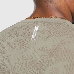 Online Gymshark Geo Seamless T-Shirt LinenBrown/CamoBrown