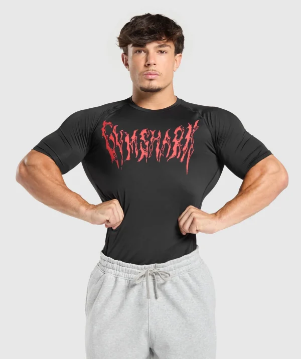 Fashion Gymshark Graphic Baselayer T-Shirt Black