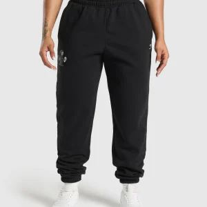 Clearance Gymshark Graphic Reaper Oversized Joggers Black