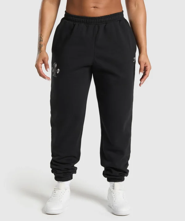 Clearance Gymshark Graphic Reaper Oversized Joggers Black