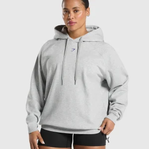 New Gymshark Graphic Reaper Oversized Hoodie LightGreyCoreMarl