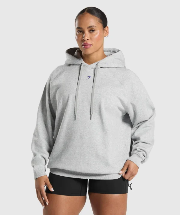 New Gymshark Graphic Reaper Oversized Hoodie LightGreyCoreMarl