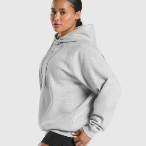 New Gymshark Graphic Reaper Oversized Hoodie LightGreyCoreMarl