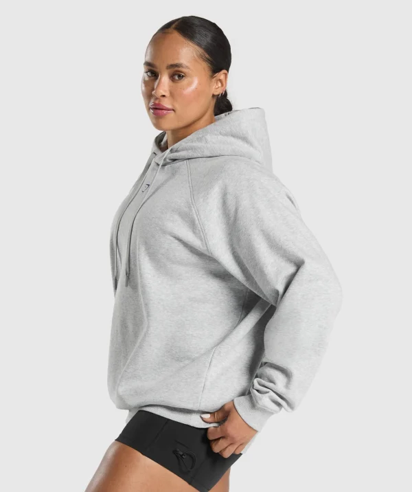 New Gymshark Graphic Reaper Oversized Hoodie LightGreyCoreMarl