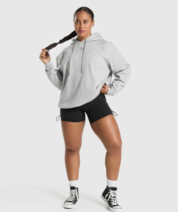 New Gymshark Graphic Reaper Oversized Hoodie LightGreyCoreMarl