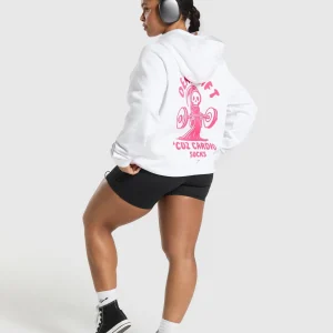 Sale Gymshark Graphic Reaper Oversized Hoodie White