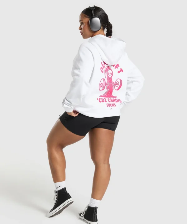 Sale Gymshark Graphic Reaper Oversized Hoodie White