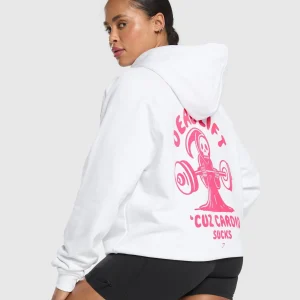 Sale Gymshark Graphic Reaper Oversized Hoodie White