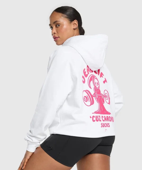 Sale Gymshark Graphic Reaper Oversized Hoodie White