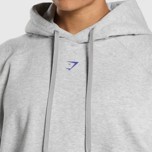 New Gymshark Graphic Reaper Oversized Hoodie LightGreyCoreMarl