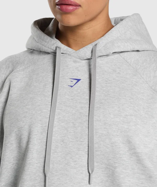 New Gymshark Graphic Reaper Oversized Hoodie LightGreyCoreMarl