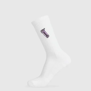 Outlet Gymshark Graphic Shaker Crew Sock Single White