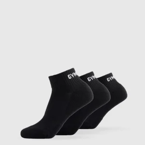 Fashion Gymshark GS Jacquard Quarter Socks 3pk Black