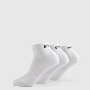 Fashion Gymshark GS Jacquared Quarter Socks 3pk White