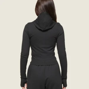 New Gymshark GS x Leana Deeb Hooded Midi Top Black