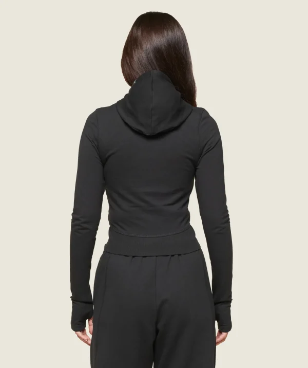 New Gymshark GS x Leana Deeb Hooded Midi Top Black