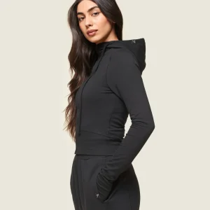 New Gymshark GS x Leana Deeb Hooded Midi Top Black