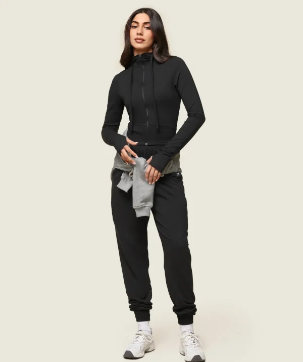 New Gymshark GS x Leana Deeb Hooded Midi Top Black