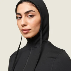 New Gymshark GS x Leana Deeb Hooded Midi Top Black