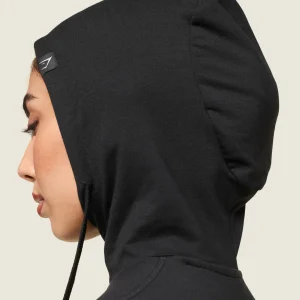 New Gymshark GS x Leana Deeb Hooded Midi Top Black