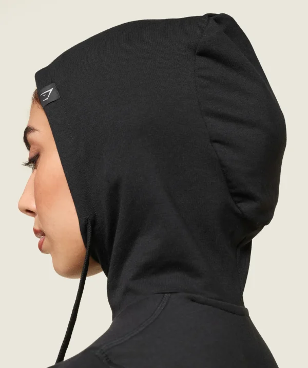 New Gymshark GS x Leana Deeb Hooded Midi Top Black