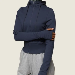 Discount Gymshark GS x Leana Deeb Hooded Midi Top MidnightBlue