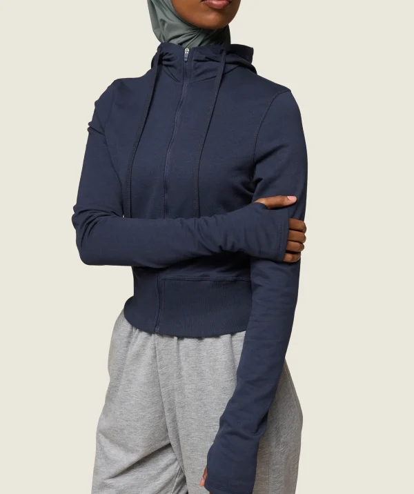 Discount Gymshark GS x Leana Deeb Hooded Midi Top MidnightBlue