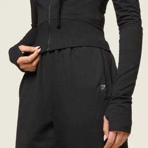 New Gymshark GS x Leana Deeb Hooded Midi Top Black